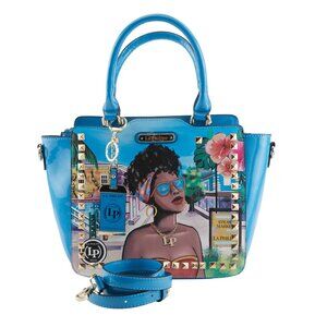 La Philipe Handbag "Blue In Bahamas" 100% Vegan Leather, Hand Designed